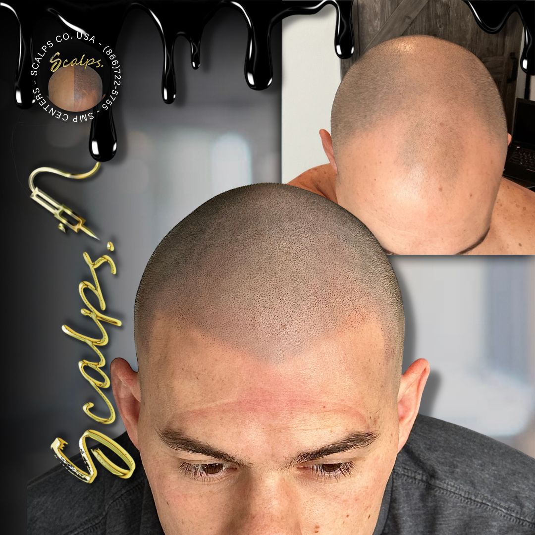 Beautiful Scalp Micropigmentation result for young man with more aggressive hairline