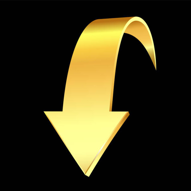 gold arrow pointing down