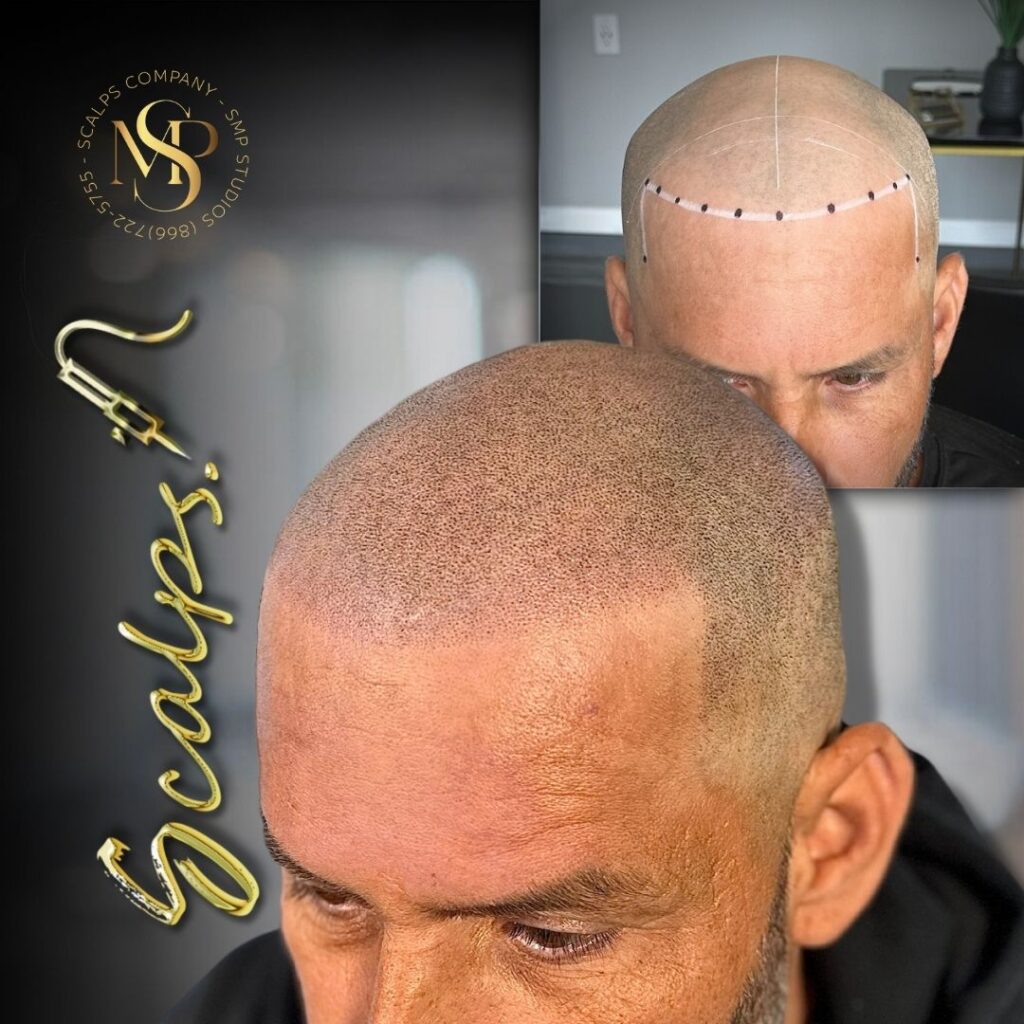 Norwood 5 client received scout micropigmentation procedure.. natural defined look Beautiful natural result on older spanish male that received a scalp micropigmentation procedure. Done by Alex Asher from SCALPS USA in New Jersey