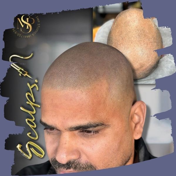 beautiful natural SMP result on indian man done from SCALPS USA with purple background