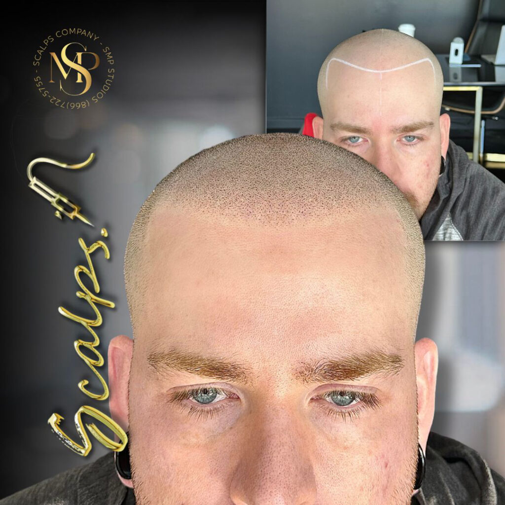 Before and after of smp client in mid 30s with natural hairline