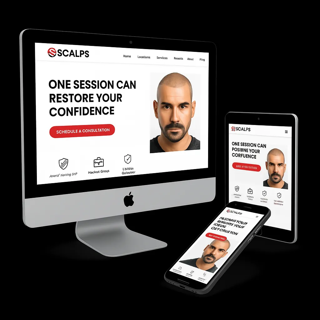 Find The Best Scalp Micropigmentation Near Me 2 image of website on mobile desktop and tablet