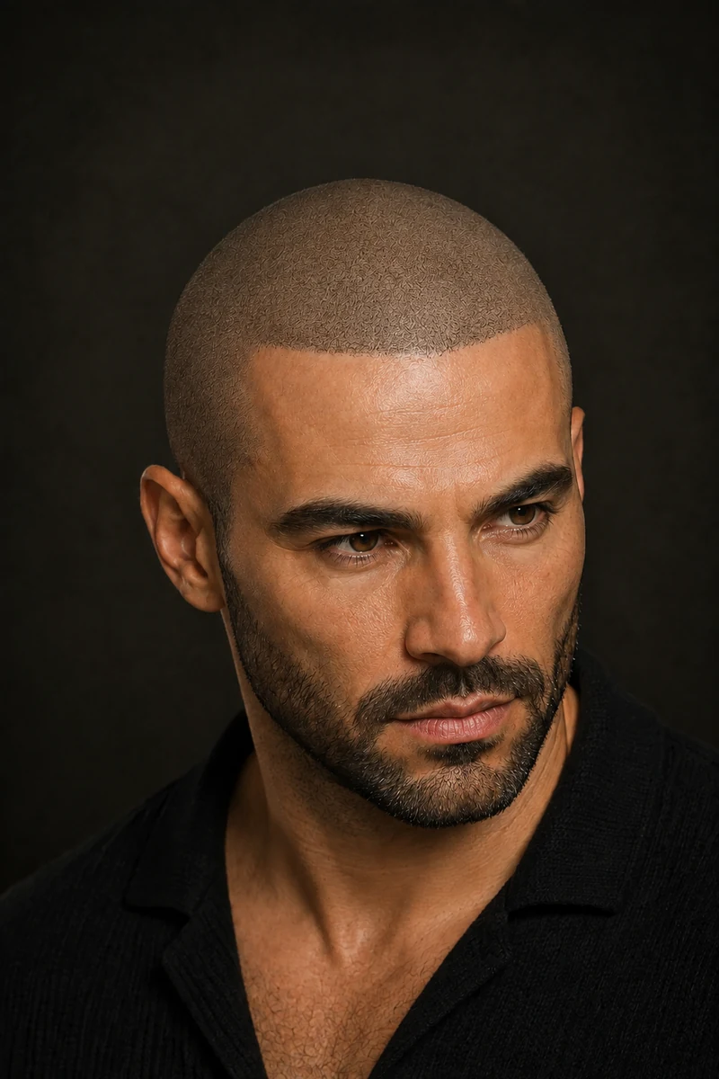 Natural Hairline Tattoo & Scalp Micropigmentation for Men 5 Hairline design illustration with a straighter front edge