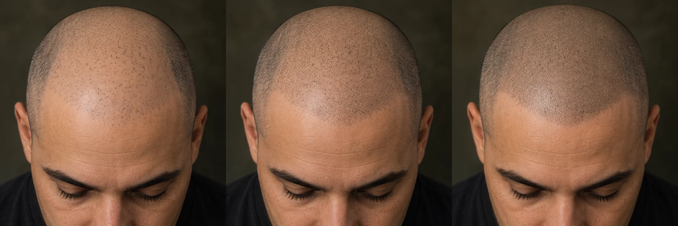 What is scalp micropigmentation? 3 Generated illustration of an initial SMP foundation, with sparse pigment impressions and visible skin between them