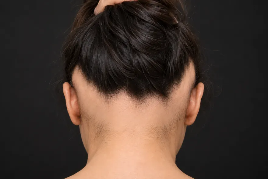 Scalp Micropigmentation for Alopecia: A Guide for Men and Women 5 Illustration of a band of hair loss around the back and sides of the lower scalp