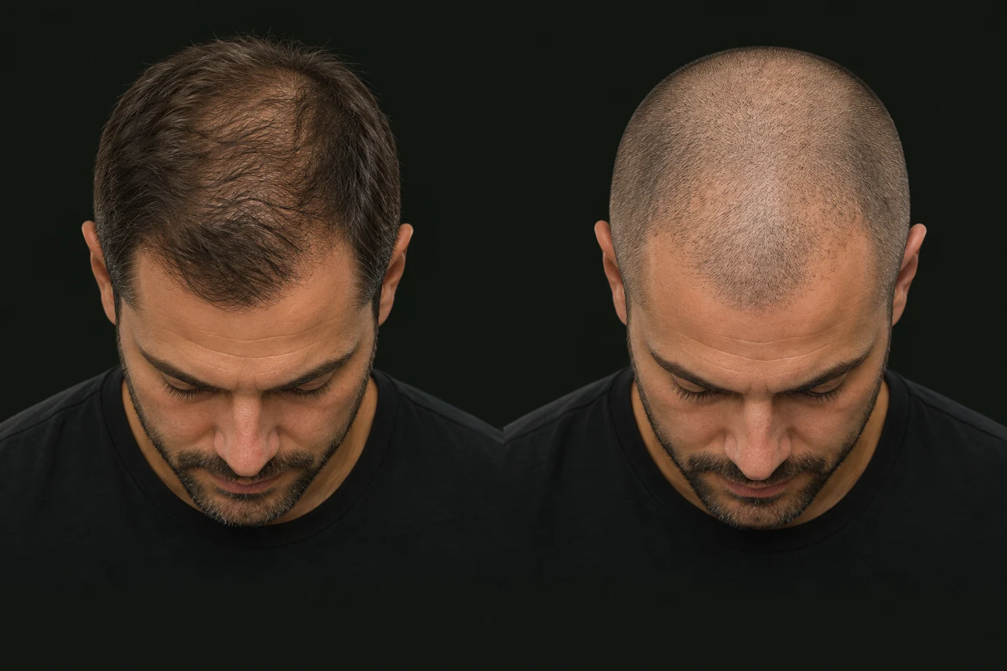 Density SMP for Men with Thinning Hair 13 Teaching comparison of retained hair length and a shorter shaved haircut